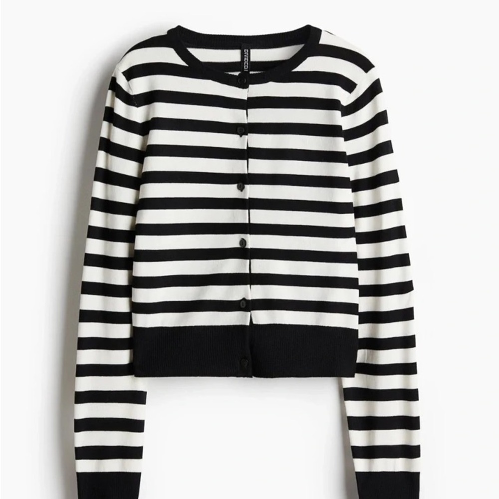 H&M Black and White Striped Cardigan